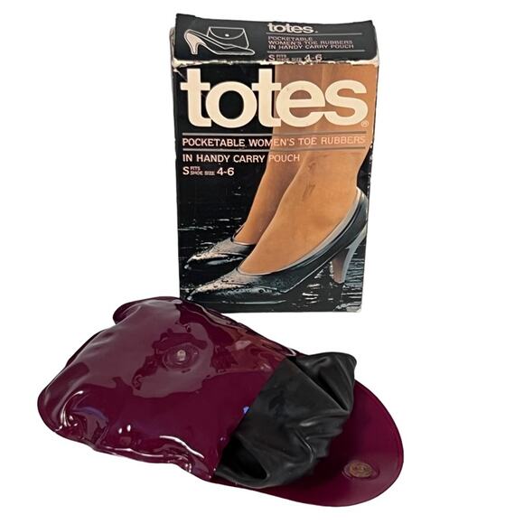 Totes Pocketable Toe Rubbers Vintage 80s Shoe Protectors Pumps Heels Size Small - Picture 1 of 5